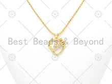 Load image into Gallery viewer, CZ Micro Pave Love On Heart Shape with Bamboo Frame Pendant,18K Gold Filled Heart Charm, Necklace Bracelet Charm Pendant,23x26mm,Sku#LK384