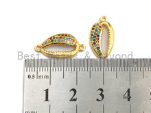 Load image into Gallery viewer, Colorful CZ Micro Pave Cowrie Shape Connector/Link, Cz Pave Bracelet Necklace Connector in Gold Finish,10x20mm,sku#M282