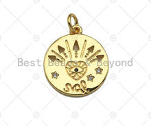 Load image into Gallery viewer, CZ Micro Pave Heart Arrows Eye Star Coin Charm,Sku#L417