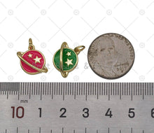 Load image into Gallery viewer, Colorful Enamel Five Star On Earth Shape Pendant,18K Gold Filled Earth Star Charm, Necklace Bracelet Charm Pendant, Sku#JD25
