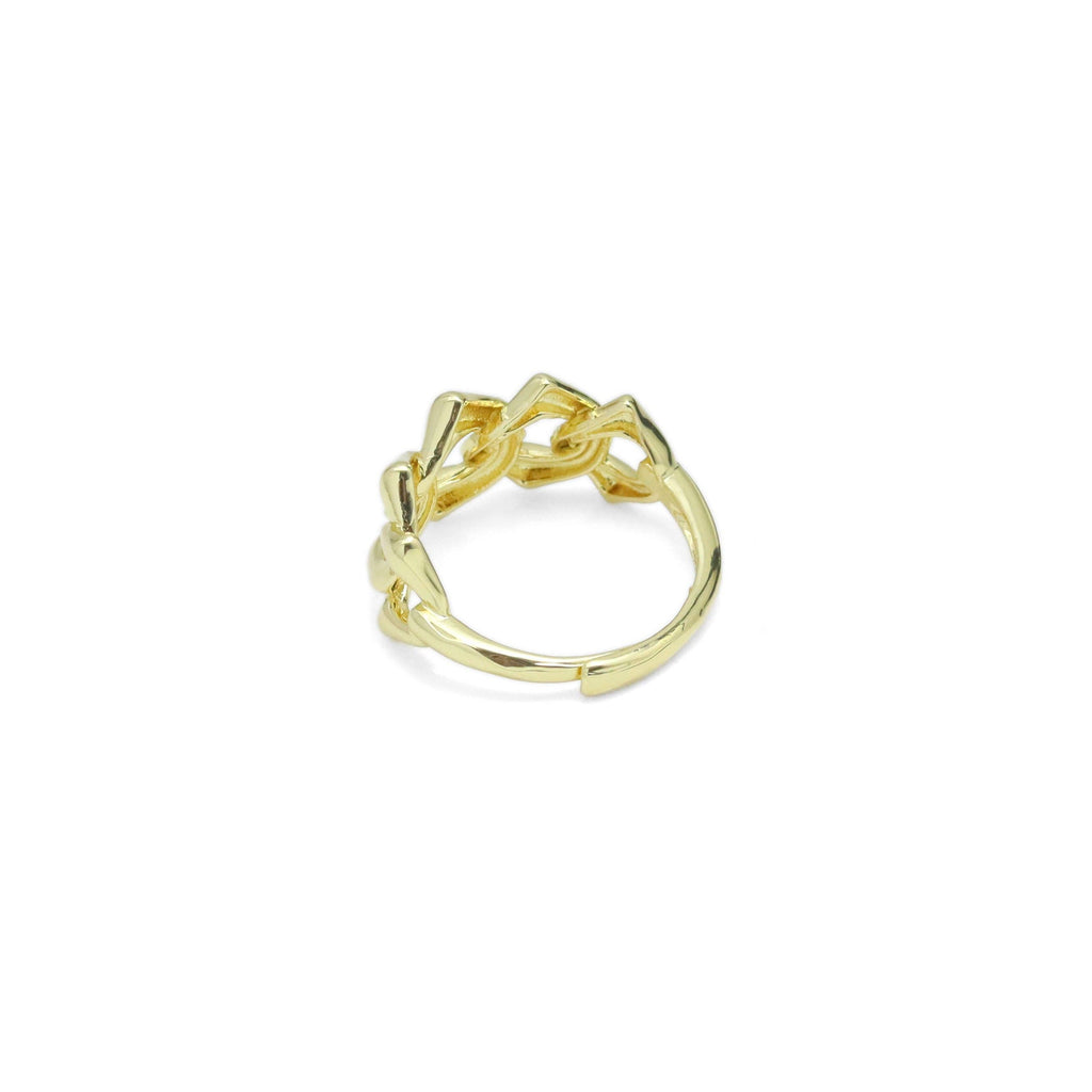 Gold Silver Chain Link Adjustable Ring, Sku#A224
