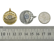 Load image into Gallery viewer, Gold Silver CZ Evil Eye Round Coin Charm, Sku#B210