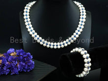 Load image into Gallery viewer, White Pearl Cubic Zirconia Necklace Bracelet Set, P18