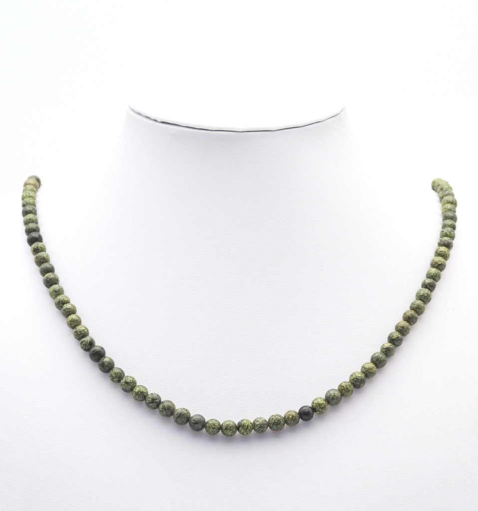 High Quality Genuine Green Snake Skin Jasper Round Smooth Beads, Sku#U1441