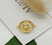 Load image into Gallery viewer, CZ Heart On Round Ring Connector, Sku#JL103