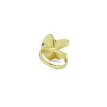 Load image into Gallery viewer, Silver Gold Folded Lotus Leaf flower Statement Adjustable Ring, Sku#A293