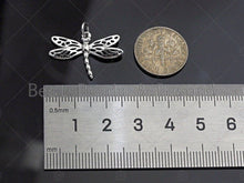 Load image into Gallery viewer, CZ Micro Pave Dragonfly Shape Pendant/Charm,Dragonfly  Cubic Zirconia Pendant, Silver/Gold Tone,24x17mm,Sku#L316