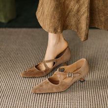 Load image into Gallery viewer, Women's Elegant Mid-Heel Stiletto Pointed-Toe Mary Jane Shoes | Slip-On Dress Shoes