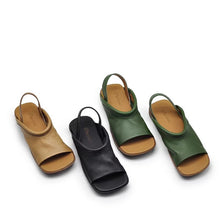 Load image into Gallery viewer, Women's Square Toe Roman Flat Sandals | Open Toe Beach Sandals | Soft PU Leather Slides
