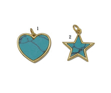 Load image into Gallery viewer, Gold Turquoise Heart  Star Charm, Sku#L656