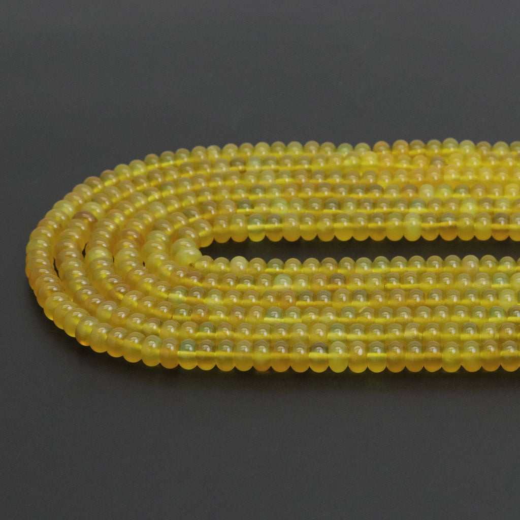 Rondelle Smooth Yellow Agate Beads, Sku#U1914