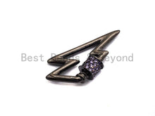 Load image into Gallery viewer, Colored Connector CZ Micro pave Lightning Bolt Clasp, Green/Fuchsia/Cobalt/Purple/Turquoise CZ Pave Clasp,15x28mm, sku#H153