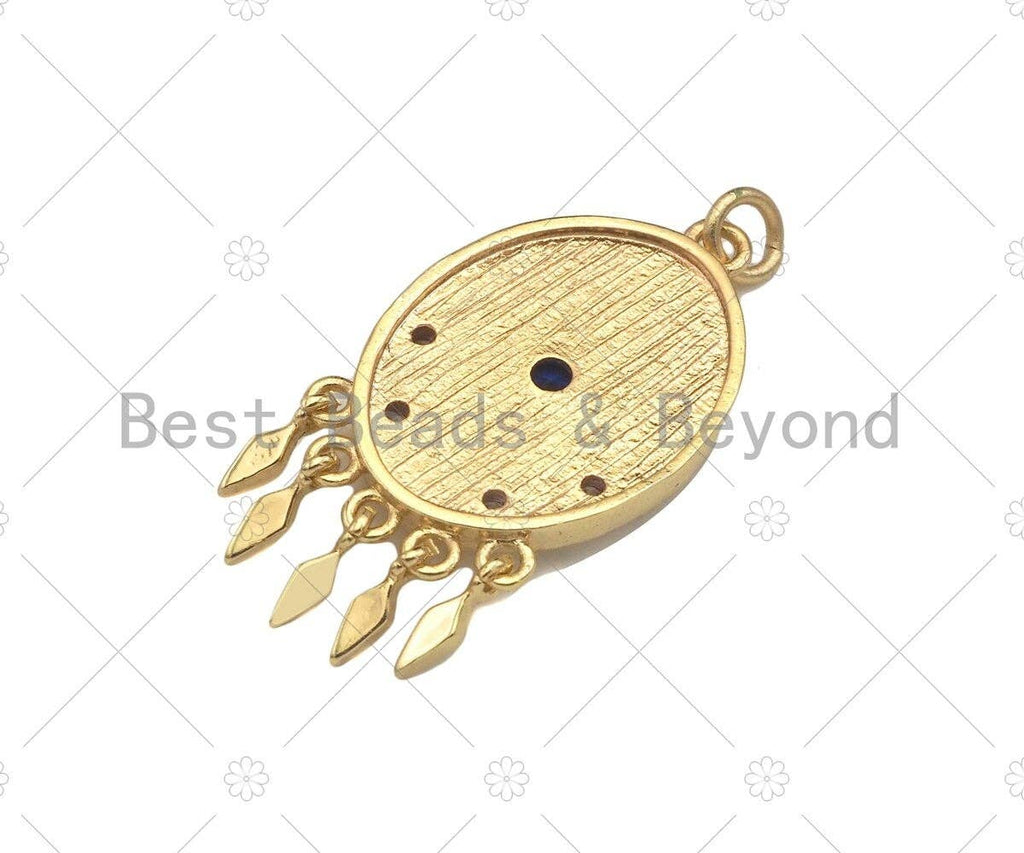 Gold Filled Cobalt CZ Micro Pave North Star On Oval Shape Pendant, 18K Gold Filled Medallion Charm, Necklace Bracelet Charm,16x26mm,Sku#L568