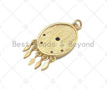 Load image into Gallery viewer, Gold Filled Cobalt CZ Micro Pave North Star On Oval Shape Pendant, 18K Gold Filled Medallion Charm, Necklace Bracelet Charm,16x26mm,Sku#L568