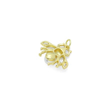 Load image into Gallery viewer, Clear CZ Gold Silver Pearl bee Insect Shape Charm Pendant, Sku#A459