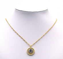 Load image into Gallery viewer, Gold CZ Horseshoe U Shape On Round Coin Charm, Sku#L695
