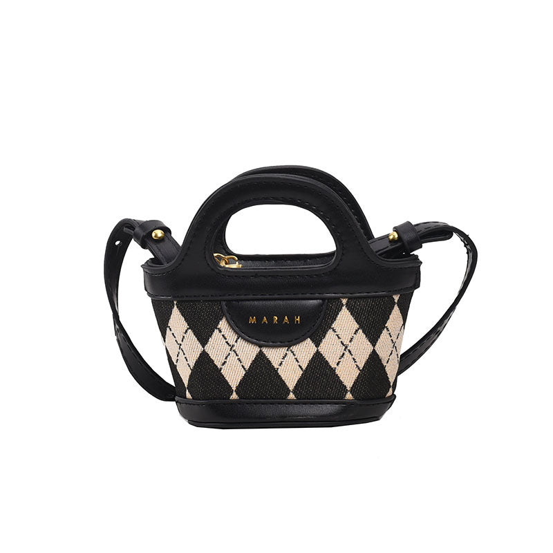 Patchwork Plaid Mini Tote Crossbody Bag - Korean Fashion PU Leather Handbag