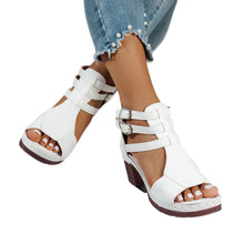 Load image into Gallery viewer, Women's Peep-Toe Wedge High-Heeled Sandals — Casual Stylish PU Wedge Heels
