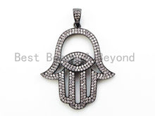 Load image into Gallery viewer, CZ Micro Pave Hamsa Hand with Evil Eye Pendant, F221