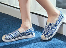 Load image into Gallery viewer, Women's Ethnic Print Canvas Slip-On Shoes | Lightweight Low-Top Flats