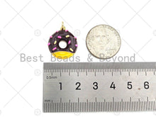 Load image into Gallery viewer, Gold Filled Colorful Enamel Doughnut Shape Pendant,18K Gold Filled Pink/Blue/Brown Enamel Charm,18x20mm,Sku#L571