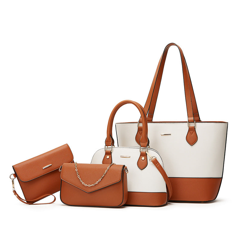 Women's PU Leather Tote Bag Set – Structured Shoulder Bag with Multi-Compartment Organizer
