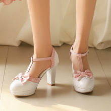 Load image into Gallery viewer, Women's Bow-Embellished High-Heel Sandals - Elegant Closed-Toe Hollow-Out Design