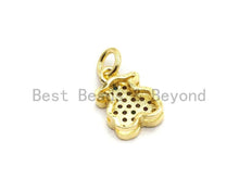 Load image into Gallery viewer, CZ Colorful Micro Pave Teddy Bear Pendant, Teddy Bear Shaped Pave Pendant, Gold plated, 8x12mm, Sku#F725C
