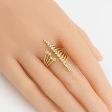 Load image into Gallery viewer, Gold Silver CZ Gold Long Bar Wrap Ring, Sku#A140