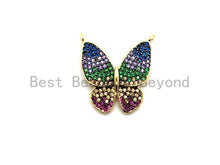 Load image into Gallery viewer, Colorful CZ Micro Pave Butterfly Pendant, Butterfly Pave Pendant for Necklace, Gold/Rose Gold/Silver/Gunmetal plated, 19x20mm, Sku#F714