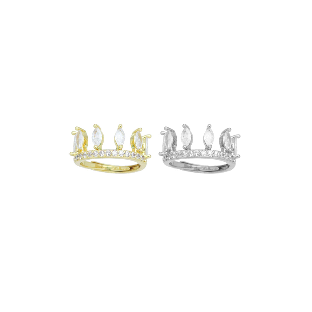 Eye Shape CZ Crown Adjustable Ring, Sku#A363