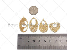 Load image into Gallery viewer, Filigree Gold Lacy Charm, Oval/Teardrop/Star/Heart Diamond Shape Brushed Gold Charm, Wire Charm, sku#CP11C