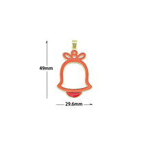 Load image into Gallery viewer, Red Enamel Gold Christmas Bell Charm Pendant,Sku#LK1208