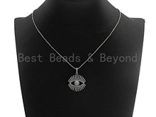 Load image into Gallery viewer, CZ Micro Pave Sparkly Eyelash Shape Pendant, Antique Silver Tone, Cubic Zirconia Pave Pendant, 27x30mm,sku#X131