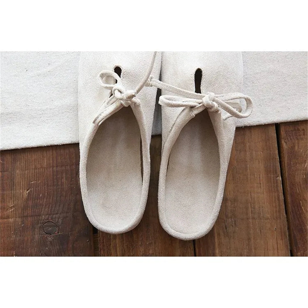 Women's Retro Velvet Loafer Flat Slip-On Half Slipper Shoes | Corduroy Upper | Pink Blue Beige