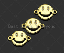 Load image into Gallery viewer, Gold Filled CZ Micro Pave Cute Smiley Face Shape Connector,1