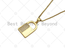 Load image into Gallery viewer, CZ Micro Pave Lock/Hamsa Hand/Five Star Pendant,Half CZ Medallion Charm, Necklace Bracelet Charm Pendant,13x22/18x20/15x21mm, Sku#LK245