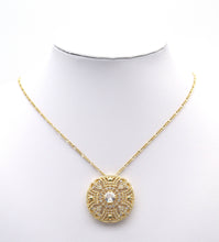 Load image into Gallery viewer, Large CZ Gold Filigree Style Round Charm, Sku#LX146