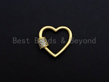 Load image into Gallery viewer, Clear CZ Micro pave Heart Shape Clasp, CZ Pave Heart Clasp,