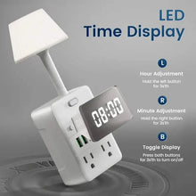 Load image into Gallery viewer, 11-in-1 Multifunctional Power Strip with Desk Lamp, Clock, USB Ports &amp; Surge Protection