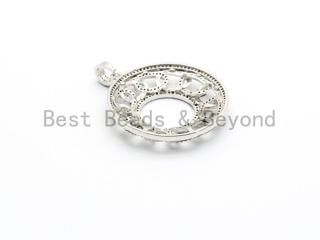 CZ Micro Pave Large Filigree Donut Ring Pendant, CZ Pave Pen