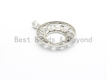 Load image into Gallery viewer, CZ Micro Pave Large Filigree Donut Ring Pendant, CZ Pave Pen