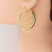 Load image into Gallery viewer, Gold Silver Mult Oval Line Hoop Earrings, Sku#LD603