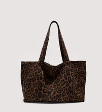 Load image into Gallery viewer, Women's Leopard Print Tote Bag – Suede Velvet Shoulder Handbag for Everyday Use