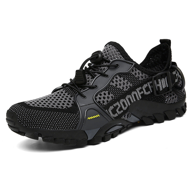 Men's Flyknit Hiking Shoes – Lightweight Non-Slip Outdoor Sneakers with Elastic Closure