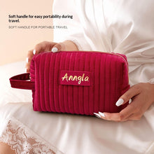 Load image into Gallery viewer, Velvet Large-Capacity Makeup Organizer Bag – Portable Travel Cosmetics Bag