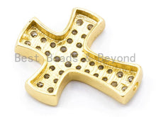 Load image into Gallery viewer, CZ Micro Pave Cross Link Connector, Cubic Zirconia Spacer Beads, 23x19mm, sku# E129C