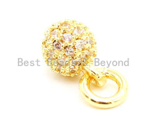 Load image into Gallery viewer, CZ Micro Pave Ball Dangle Charm for Bracelet/Necklace, Pendant Cubic Zirconia Ball Charm, Extension Chain Dangle, 6mm, sku#G95