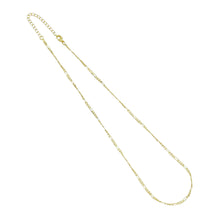 Load image into Gallery viewer, Flate Gold Figaro Chain Adjustable Necklace, Sku#LD593/JD04