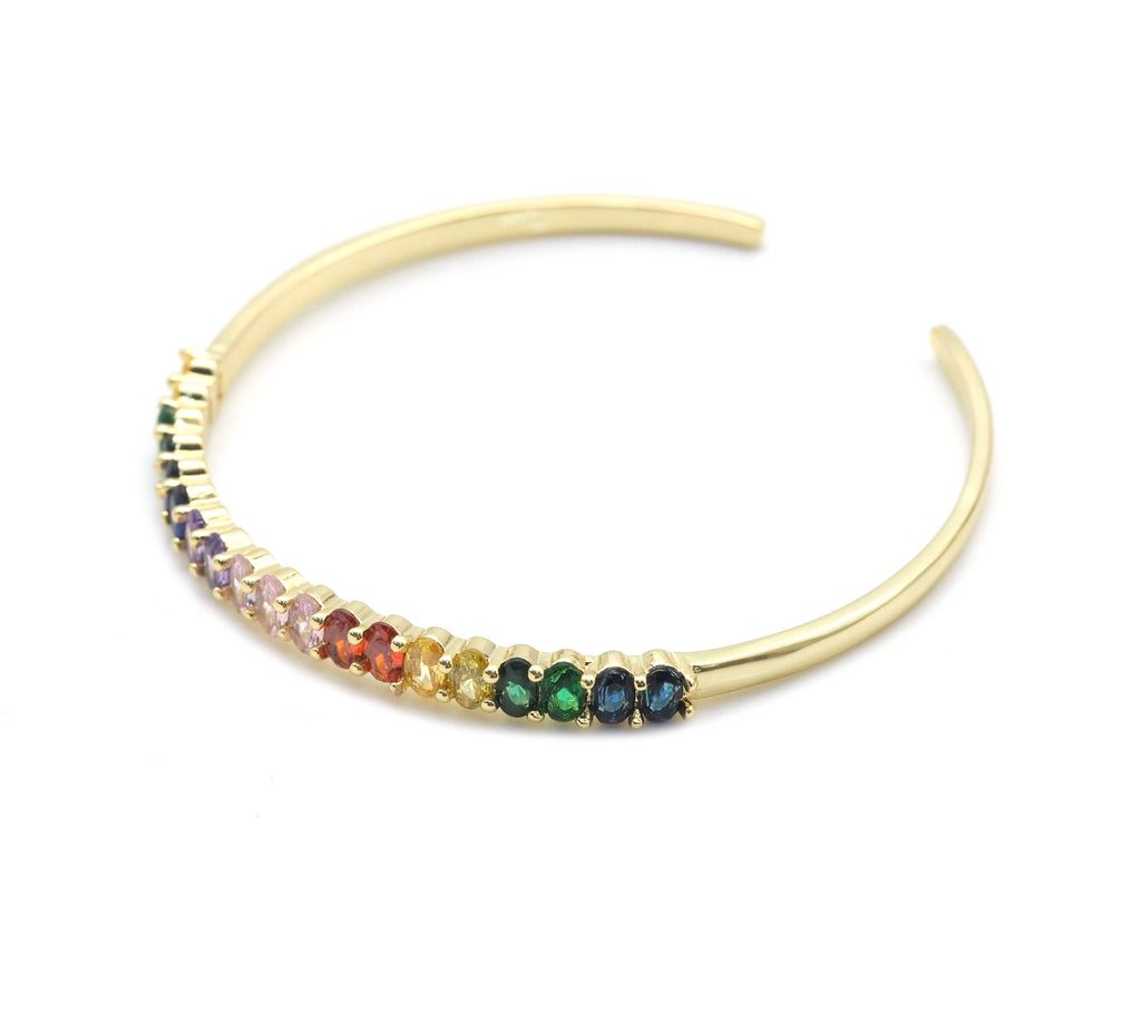 Rainbow Clear Oval CZ Bracelet,Sku#LD361